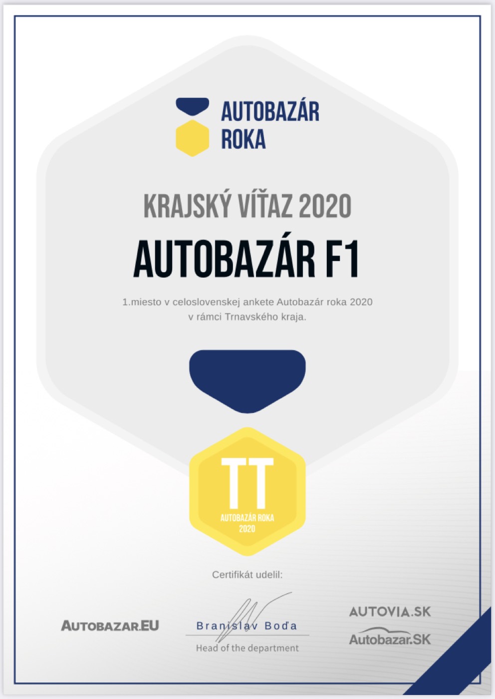 Dealership of the Year award 2020 – award