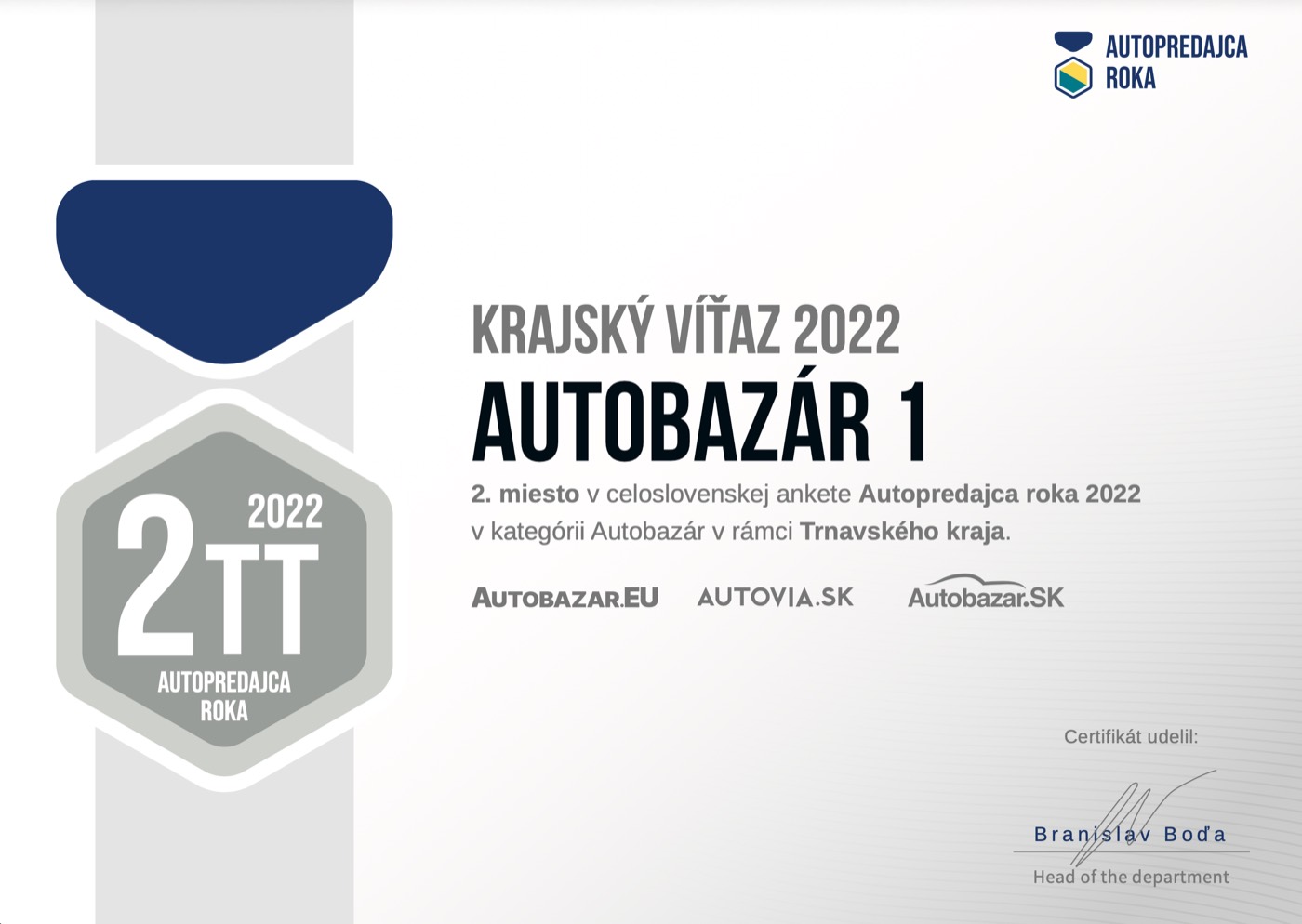 Dealership of the Year award 2022 – 2nd place